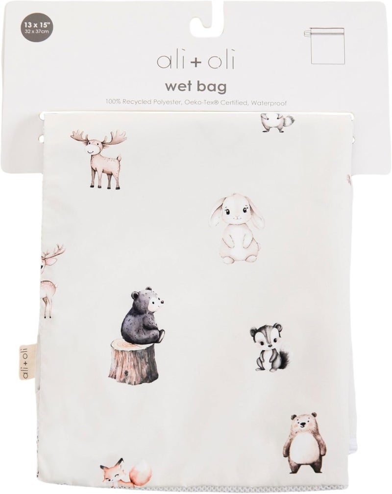 Ali+Oli Water Resistant Dual-Compartment Wet-Dry Bag for Travel, Hook to Stroller, Daycare, Diapers, Diaper Bag, Clutch Bag,15x12 inches (Woodlands) - Image 5